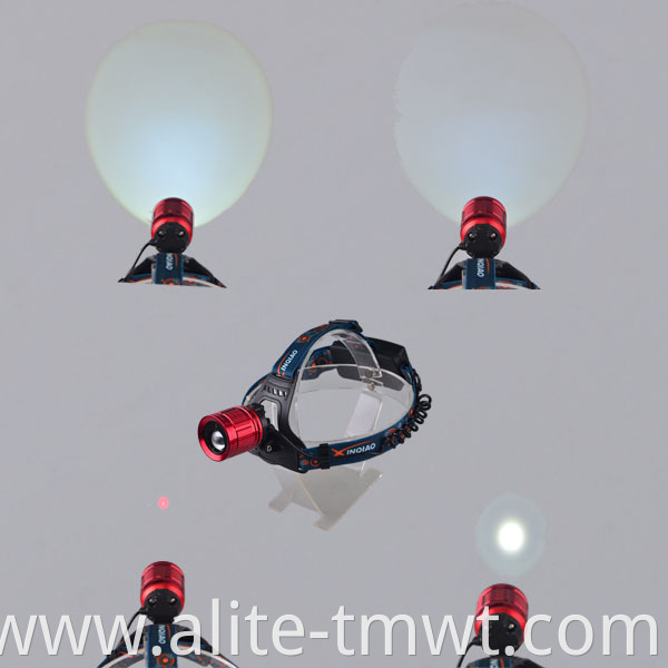 Zoomable Headlight White And Red Laser Light Head Lamp With Red Laser Use 2x 18650 batteries